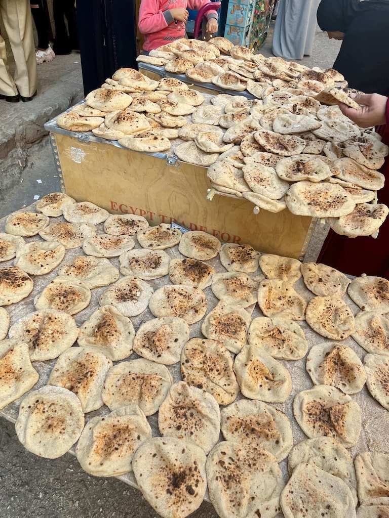 Egypt, Cairo - Aish baladi (or eish baladi), the Egyptian version of pita bread