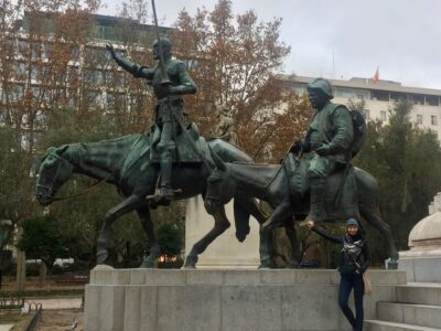 Don Quijote de La Mancha and Sancho Panza, Madrid