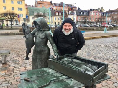 Sweden, Karlskrona - Statue of Fisherman's wife on Fisktorget (Fish Market Square)