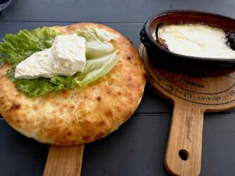Kosovo - bread, cheese and stuffed peppers