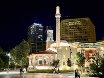 Albania, Tirana - Et'hem Bey Mosque by night