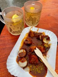Germany, Berlin - Glühwein and Curry wurst