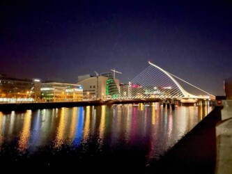 Ireland, Dublin - Liffey river and Samuel Beckett Bridge