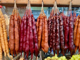 Georgia, Kutaisi - Churchkhela, a traditional sausage-shaped candy