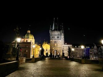 Czech Republic, Prague - Charles Bridge at night