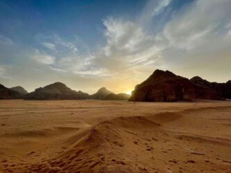 Jordan, Wadi Rum - Sunset in the desert