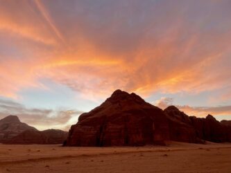 Jordan, Wadi Rum - Sunset in the desert