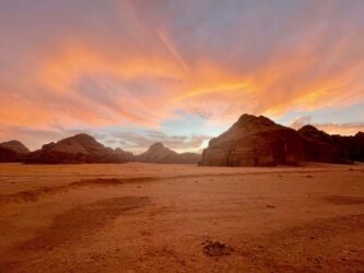 Jordan, Wadi Rum - Sunset in the desert