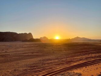 Jordan, Wadi Rum - Sunset in the desert