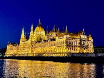 Hungary, Budapest - Parliament Building by night