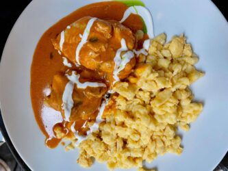 Hungary, Budapest - Chicken Paprikash with noodles