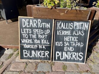 Estonia, Tallinn - Old Town cafe notice