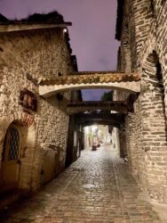 Estonia, Tallinn - St Catherine's Passage by night
