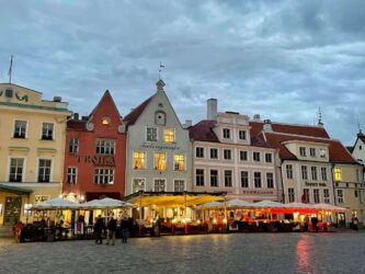 Estonia, Tallinn - Old Town Square by night