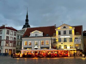 Estonia, Tallinn - Old Town Square by night