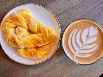 Sweden, Stockholm - Fika, coffee and cinnamon bun
