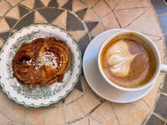 Sweden, Stockholm - Fika, coffee and cinnamon bun