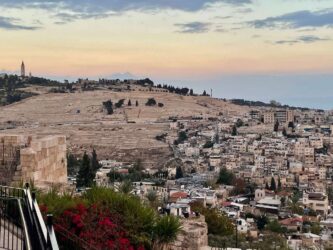 Israel, Jerusalem - Panorama with he Jewish Cemetery on the Mount of Olives
