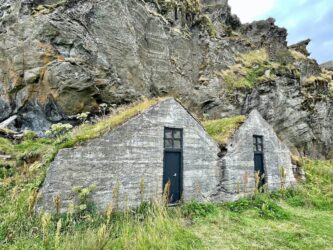 Iceland, Drangshlid - Traditional turf houses at Drangurinn