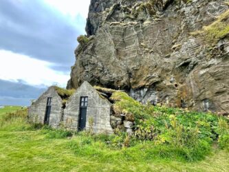 Iceland, Drangshlid - Traditional turf houses at Drangurinn