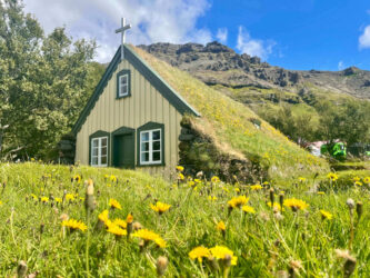 Iceland, Öræfi - Hofskirkja turf church