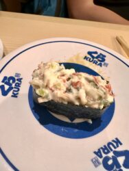 Japan, Tokyo - Sushi at Revolving Sushi Bar Kurasushi
