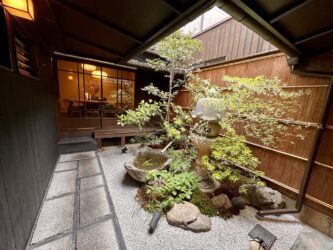 Japan, Kyoto - Garden in the ramen restaurant