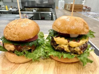 Japan, Kanazawa - Omicho Market Burgers