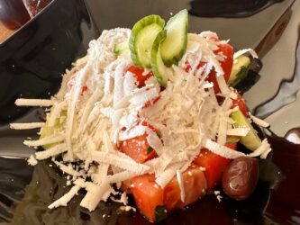 Bulgaria, Nessebar - Shopska Salad (Bulgarian Roast Pepper and Tomato Salad)