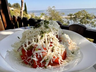 Bulgaria, Nessebar - Shopska Salad (Bulgarian Roast Pepper and Tomato Salad)