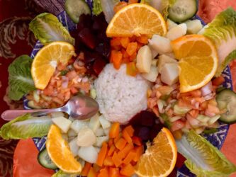 Morocco, Tinerhir - Lunch at Cooperative les Nomades preserving the traditional craftsmanship of Amazigh Berbers