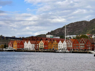 Norway, Bergen - Bryggen in a historic harbour district