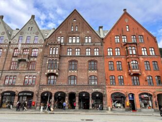 Norway, Bergen - Bryggen in a historic harbour district