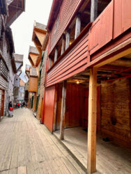 Norway, Bergen - Bryggen in a historic harbour district