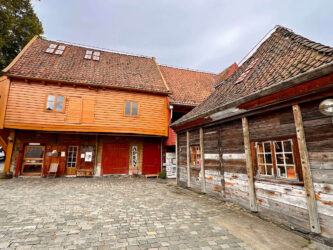 Norway, Bergen - Bryggen in a historic harbour district