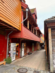 Norway, Bergen - Bryggen in a historic harbour district