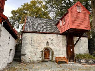 Norway, Bergen - Bryggen in a historic harbour district