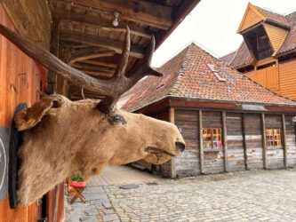 Norway, Bergen - Bryggen in a historic harbour district
