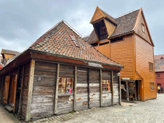 Norway, Bergen - Bryggen in a historic harbour district
