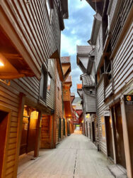 Norway, Bergen - Bryggen in a historic harbour district