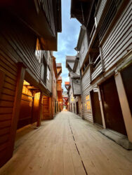 Norway, Bergen - Bryggen in a historic harbour district
