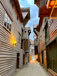 Norway, Bergen - Bryggen in a historic harbour district