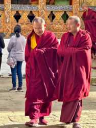 Bhutan, Punakha - Monks at Punakha Dzong