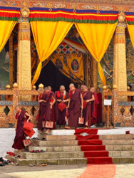 Bhutan, Punakha - Monks at Punakha Dzong