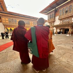 Bhutan, Punakha - Monks at Punakha Dzong