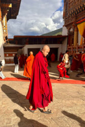 Bhutan, Punakha - Monks at Punakha Dzong