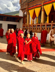 Bhutan, Punakha - Monks at Punakha Dzong