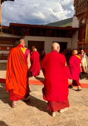 Bhutan, Punakha - Monks at Punakha Dzong