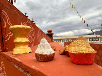 Bhutan, Thimphu - Tsha Tsha, miniature, clay or plaster castings resembling stupas