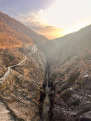 Switzerland, Verzasca - View from Contra Dam, from which James Bond famously 'jumped' during his iconic scene in GoldenEye